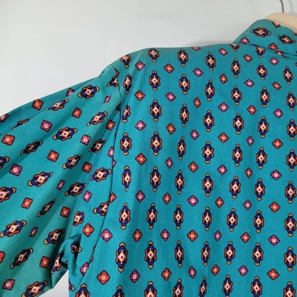 NEW VTG Circle T By Marilyn Lenox Blue Argyle Western Cowgirl Rodeo Top Sz M - Picture 8 of 12